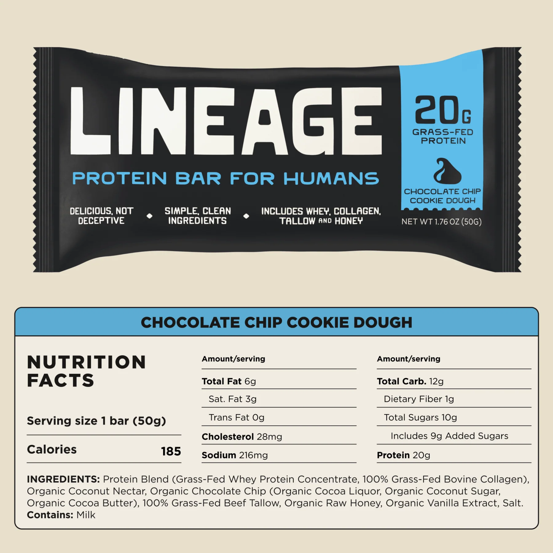 The Lineage Protein Bar (Chocolate Chip Cookie Dough) - Image 8